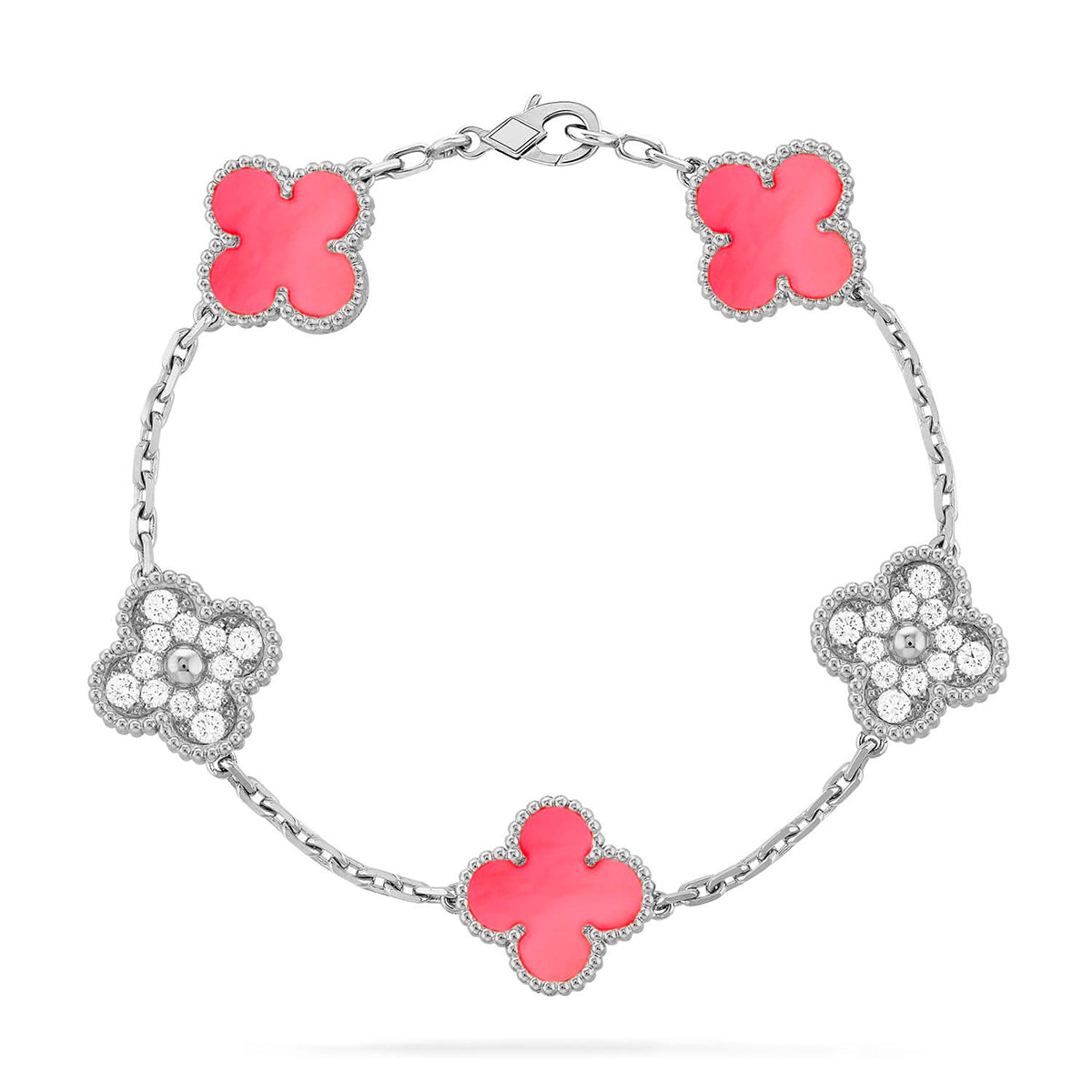 New  CLOVER 5 MOTIFS  PINK MOP BRACELET COLLECTION