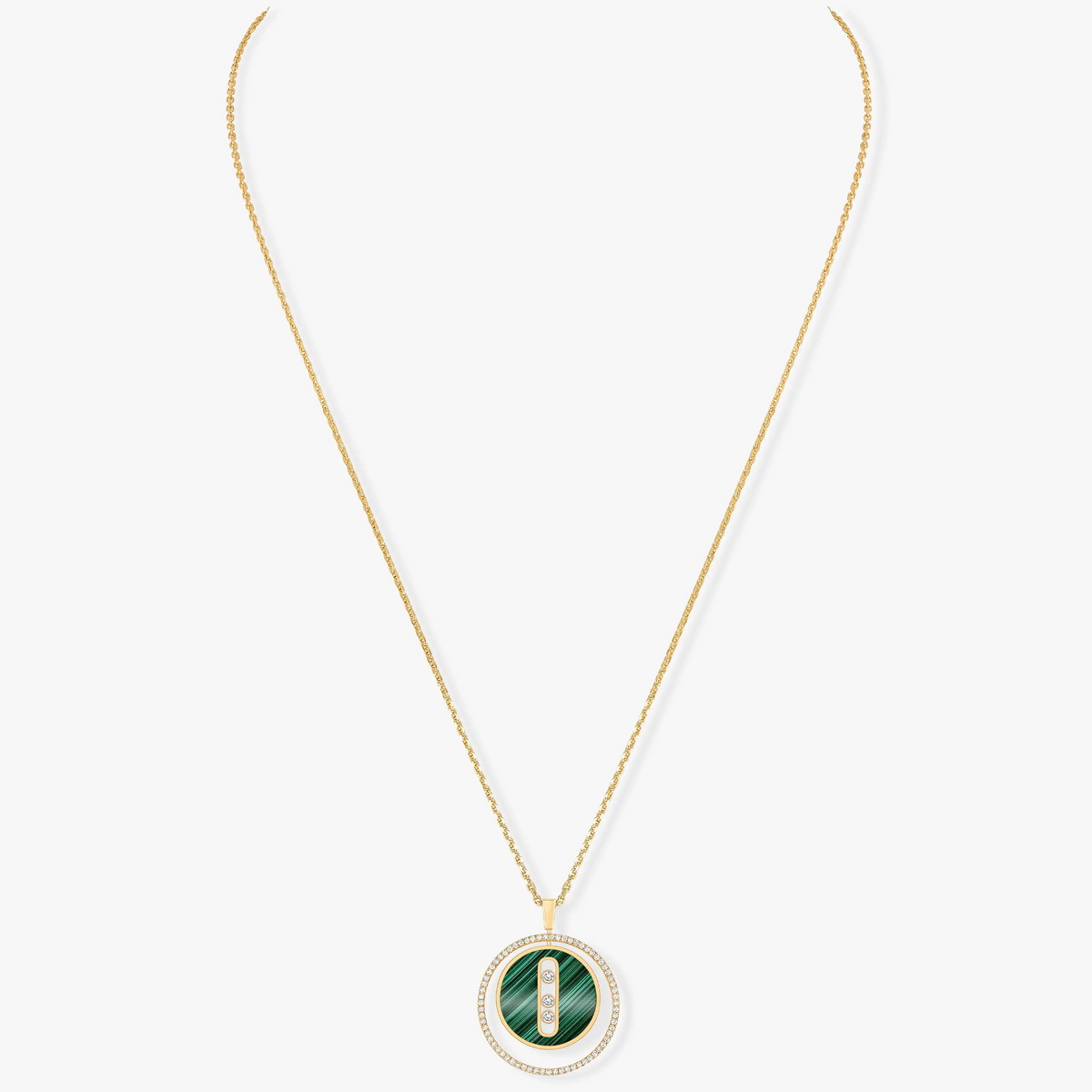 MOVE 3 DIAMOND MALACHITE GOLD DIAMOND NECKLACE
