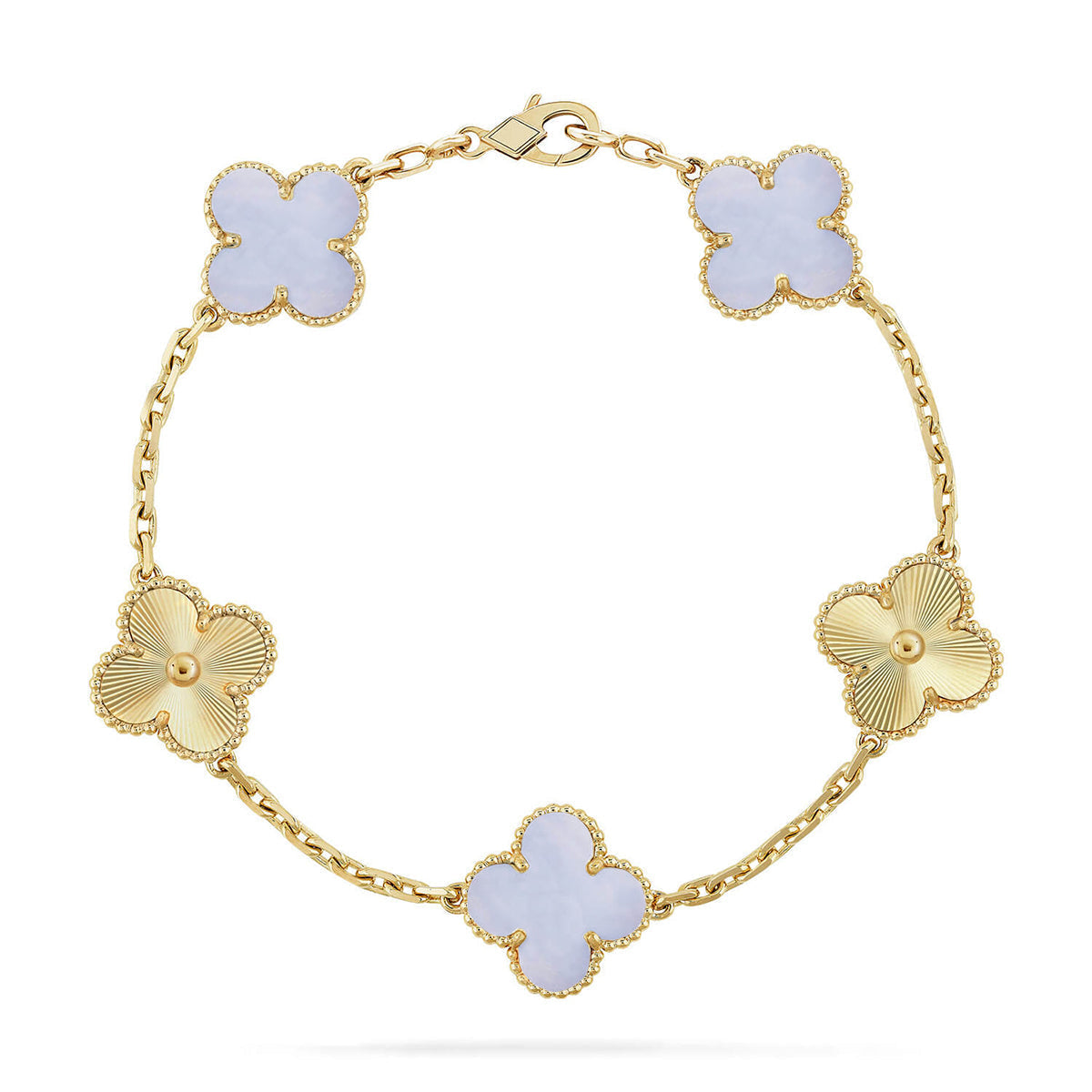 New  CLOVER 5 MOTIF PURPLE CHALCEDONY BRACELET COLLECTION