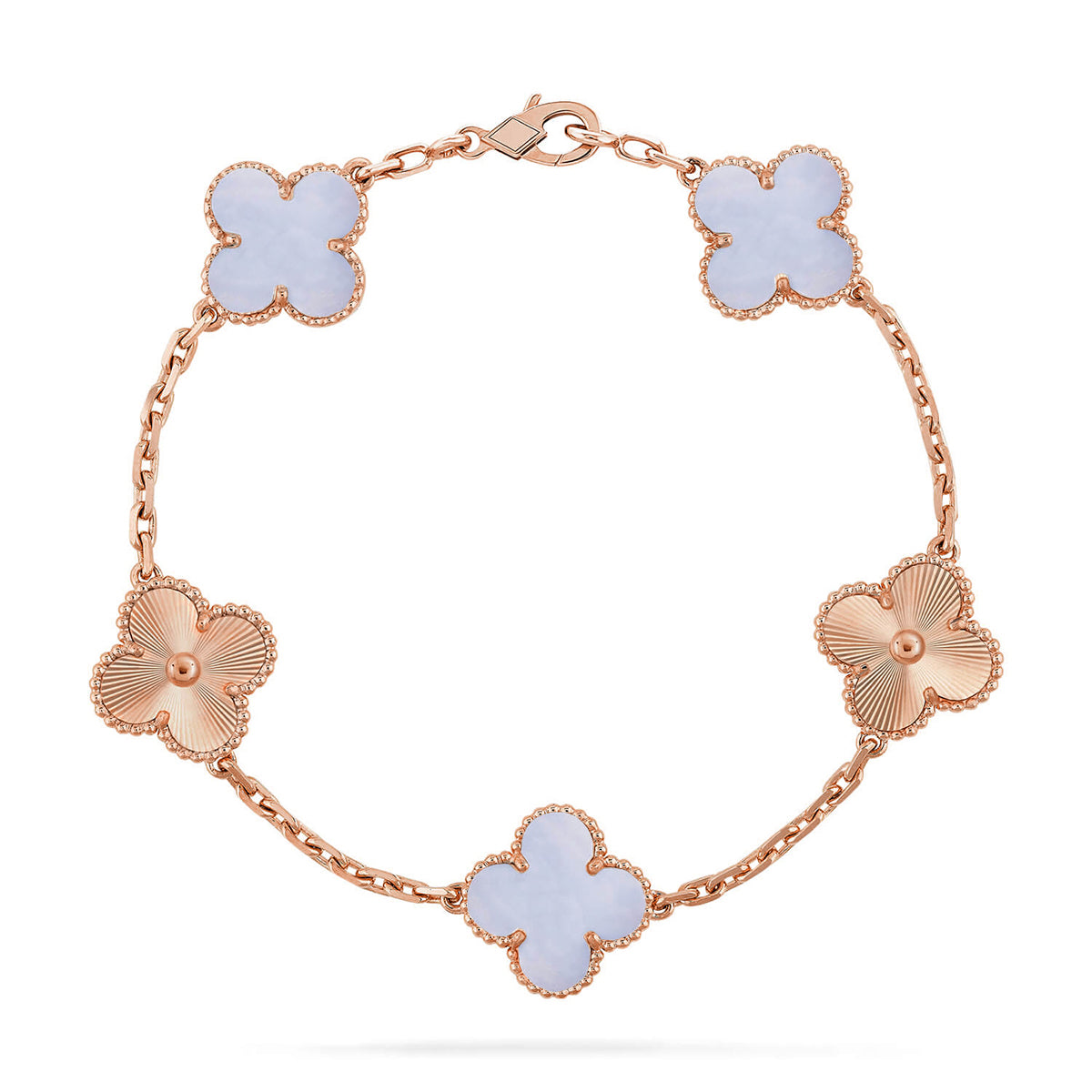 New  CLOVER 5 MOTIF PURPLE CHALCEDONY BRACELET COLLECTION