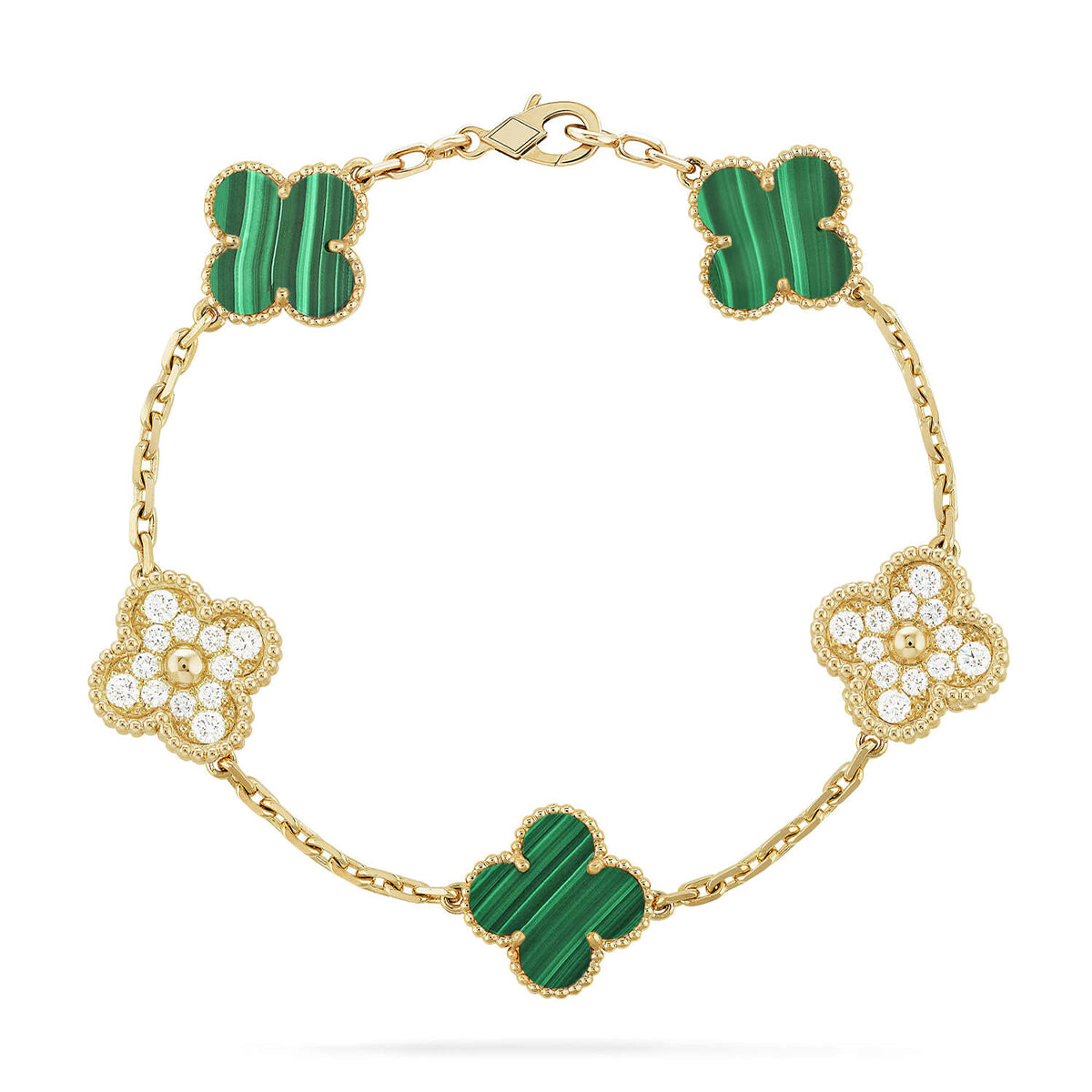 New  CLOVER 5 MOTIF MALACHITE BRACELET COLLECTION