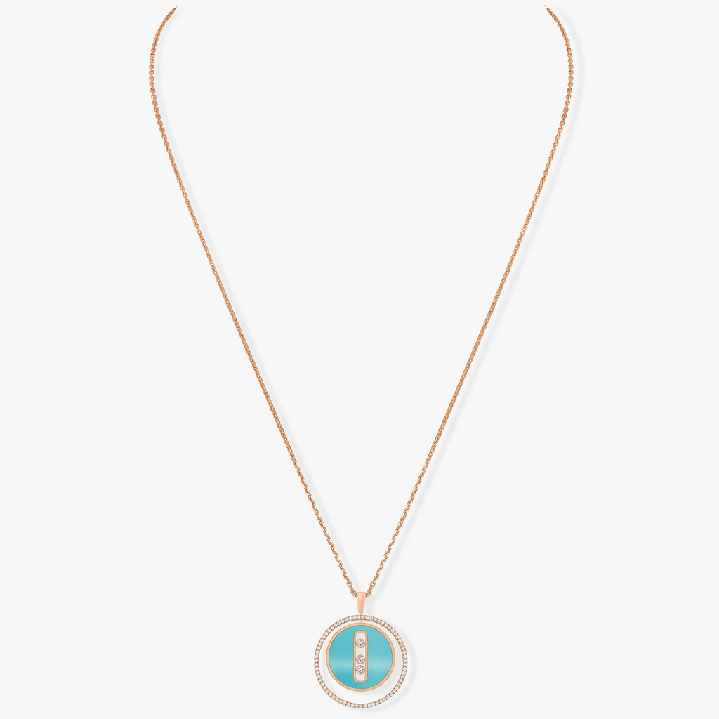MOVE 3 DIAMONDS TURQUOISE PINK GOLD DIAMOND NECKLACE