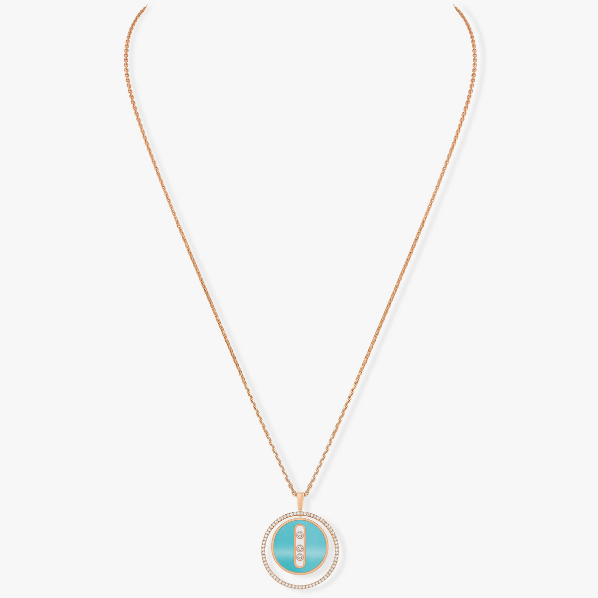 MOVE 3 DIAMONDS TURQUOISE PINK GOLD DIAMOND NECKLACE