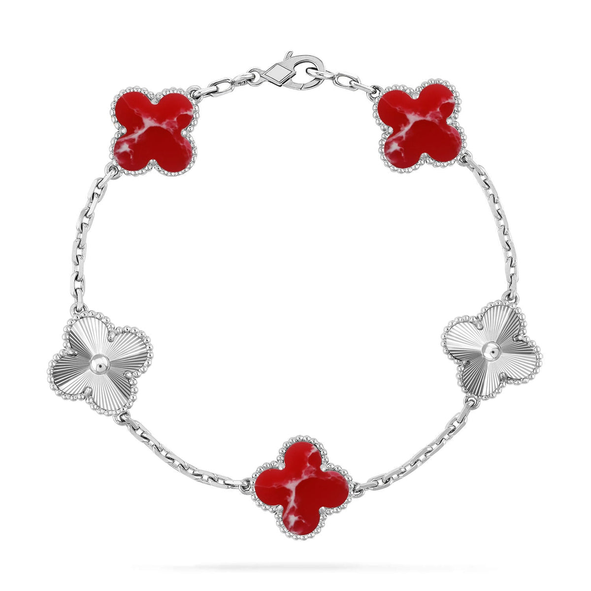 New CLOVER 5 MOTIF RED PATTERN BRACELET COLLECTION
