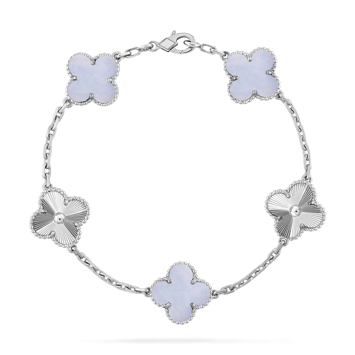 New  CLOVER 5 MOTIF PURPLE CHALCEDONY BRACELET COLLECTION