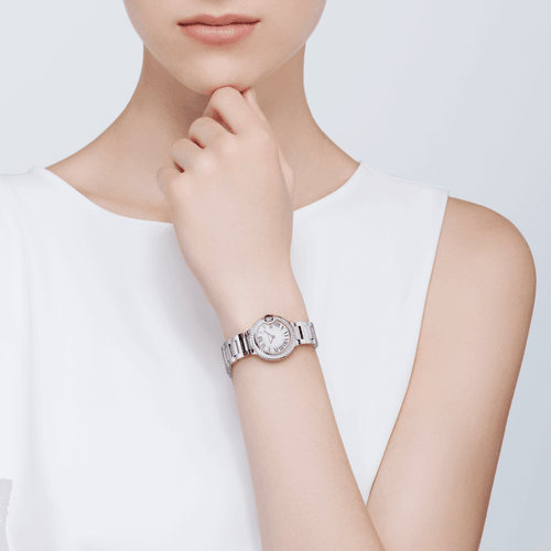 Ballon Bleu de Cartier 28mm Steel Diamond Bezel Watch