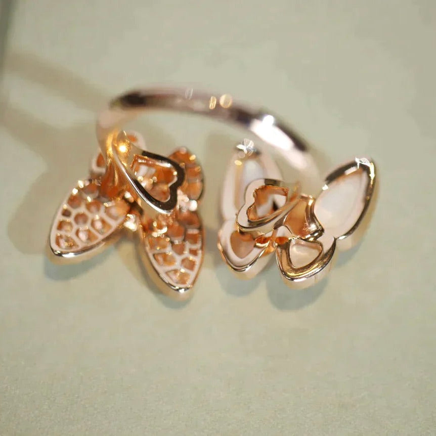 TWIN BUTTERFLY DIAMOND MOP RING
