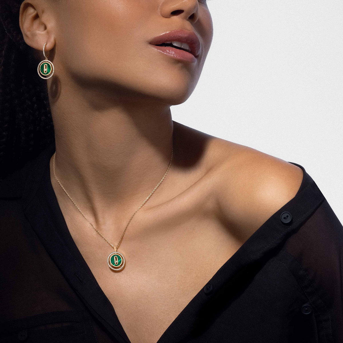 MOVE 1 DIAMOND MALACHITE GOLD DIAMOND NECKLACE