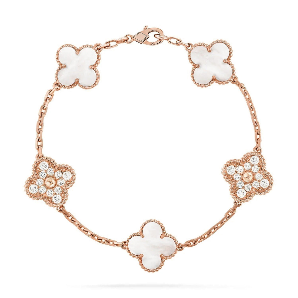 New CLOVER WHITE PEARL MOP 5 MOTIF BRACELET COLLECTION