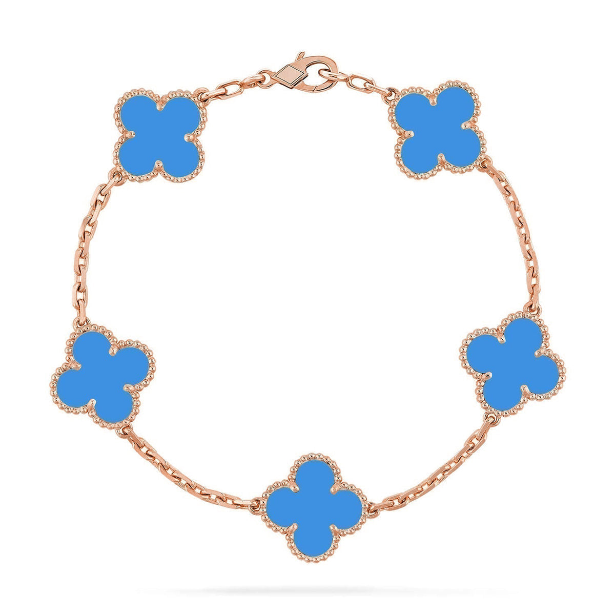 New CLOVER 5 MOTIF BLUE AGATE BRACELET COLLECTION