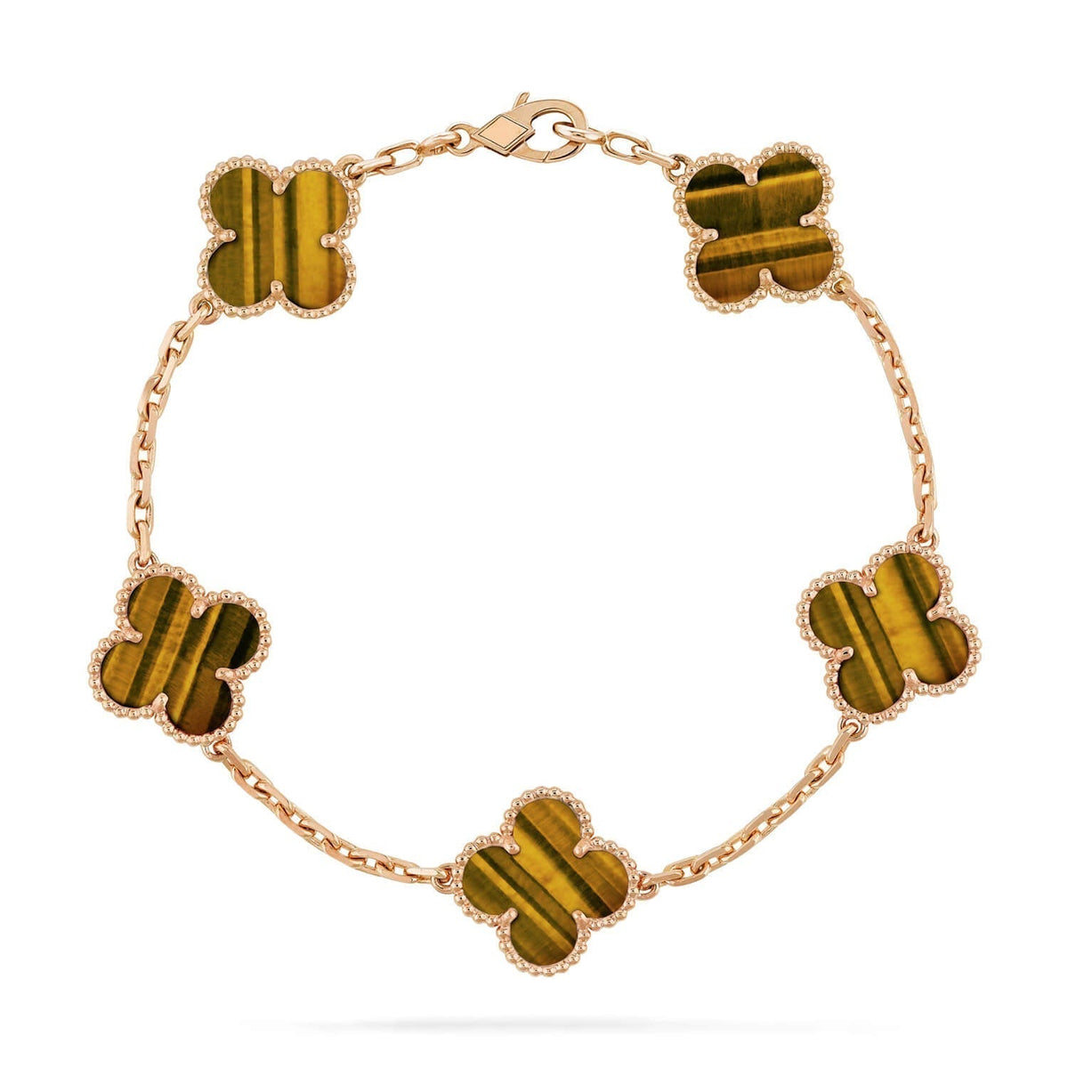 New  CLOVER 5 MOTIFS TIGER EYE BRACELET COLLECTION