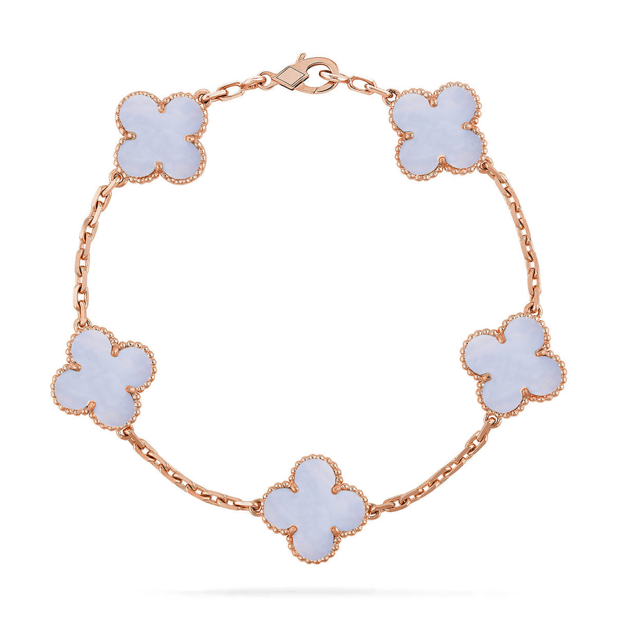 New  CLOVER 5 MOTIF PURPLE CHALCEDONY BRACELET COLLECTION