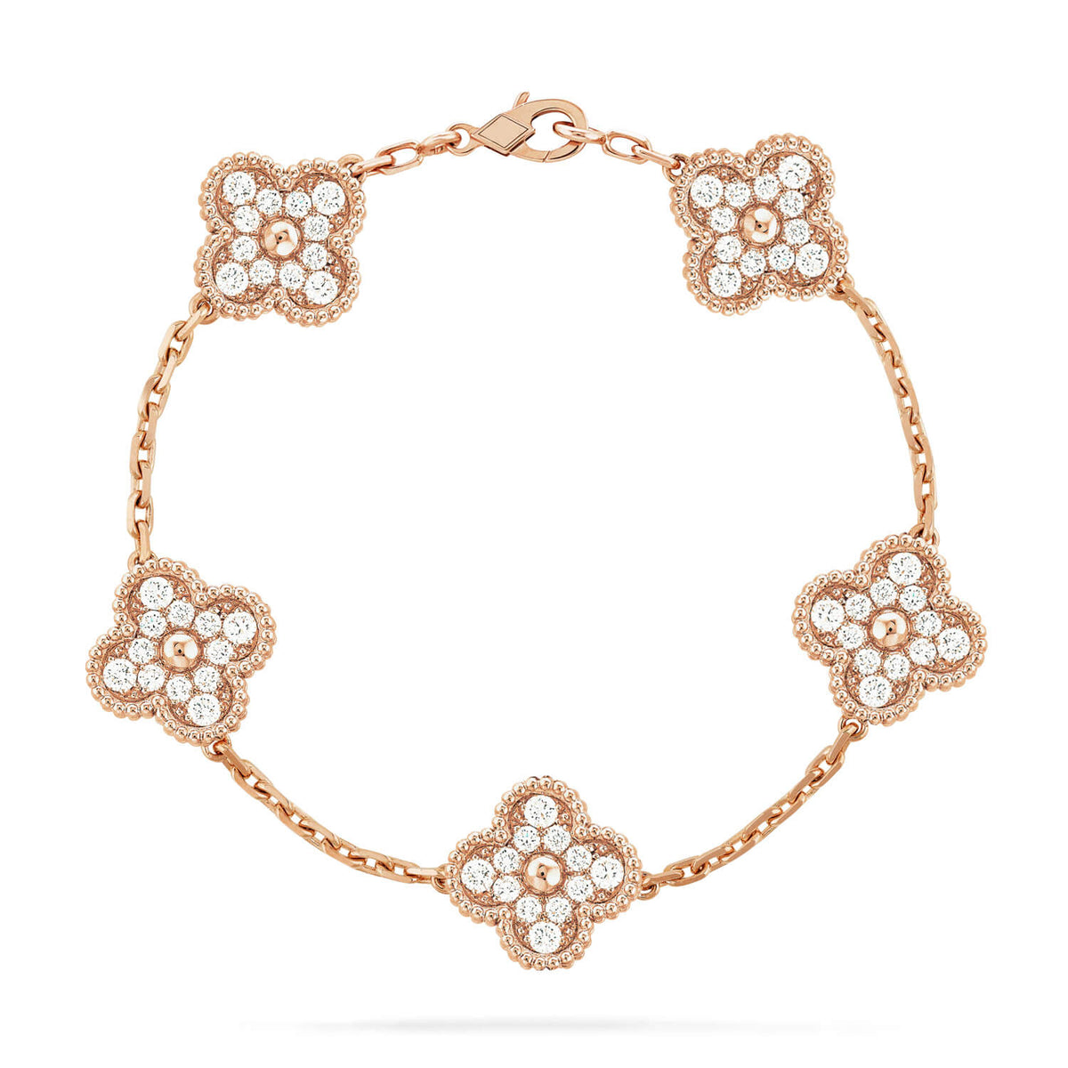 New  CLOVER 5 MOTIF FULL DIAMOND BRACELET COLLECTION