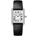 Tank Must Large Diamond Set Leather Strap Watch