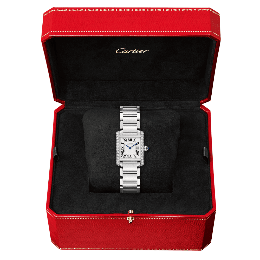 Tank Franaise Small Steel Diamond Bezel Watch