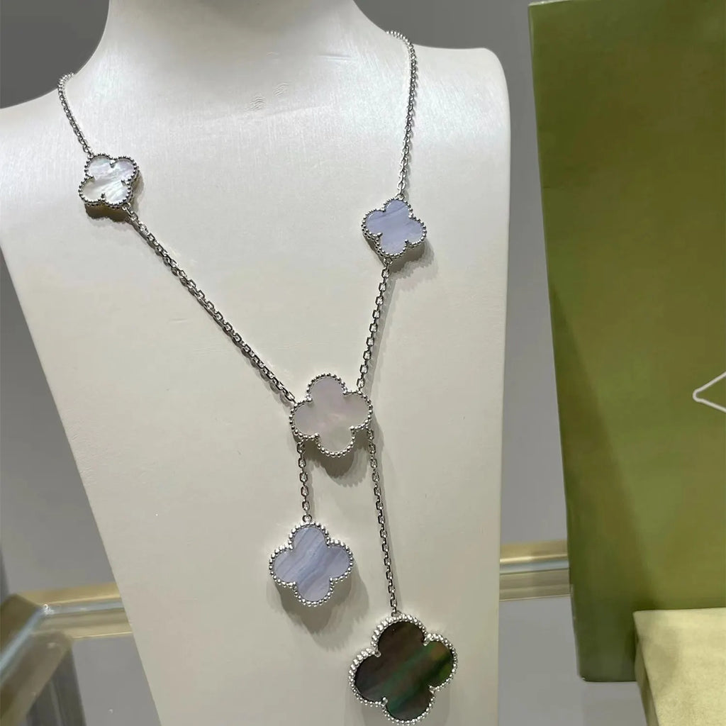 Van Cleef & Arpels Four-leaf clover chalcedony 6-flower necklace 6 colors