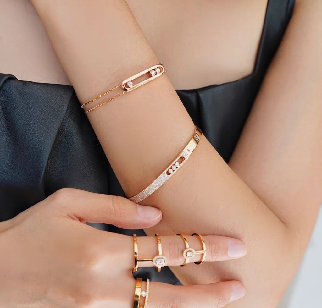 Move Noa Rose Gold Pavé Diamond Bangle Bracelet