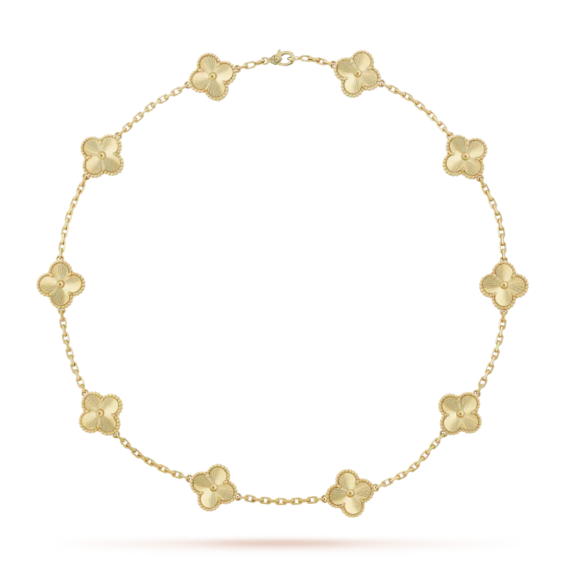 Van Cleef NEW IN Alhambra necklace, 10 four-leaf lucky totems