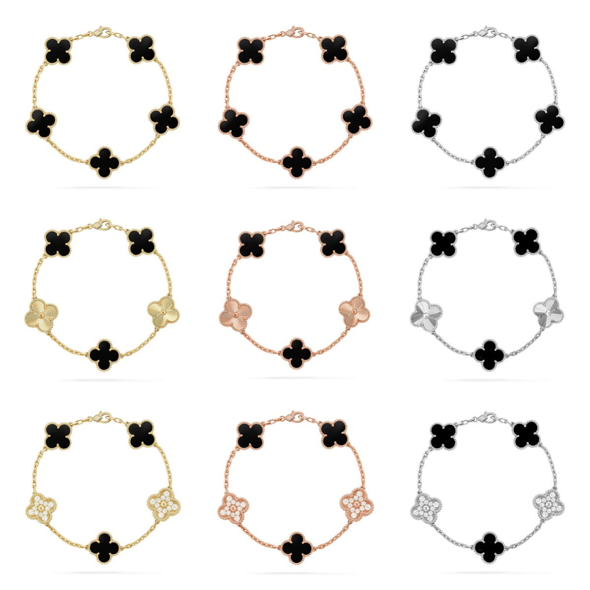 New CLOVER 5 MOTIF ONYXS BRACELET COLLECTION