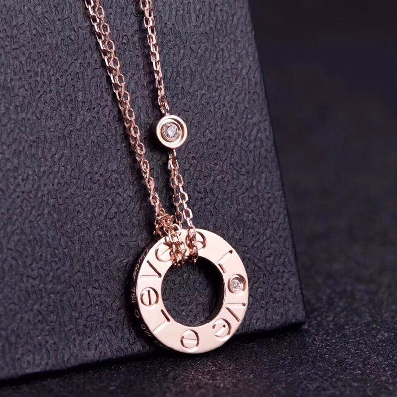 LOVE NECKLACE 16MM 2 DIAMONDS