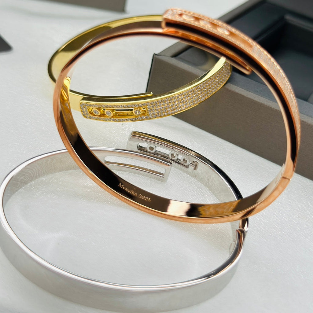 Move Noa Rose Gold Pavé Diamond Bangle Bracelet
