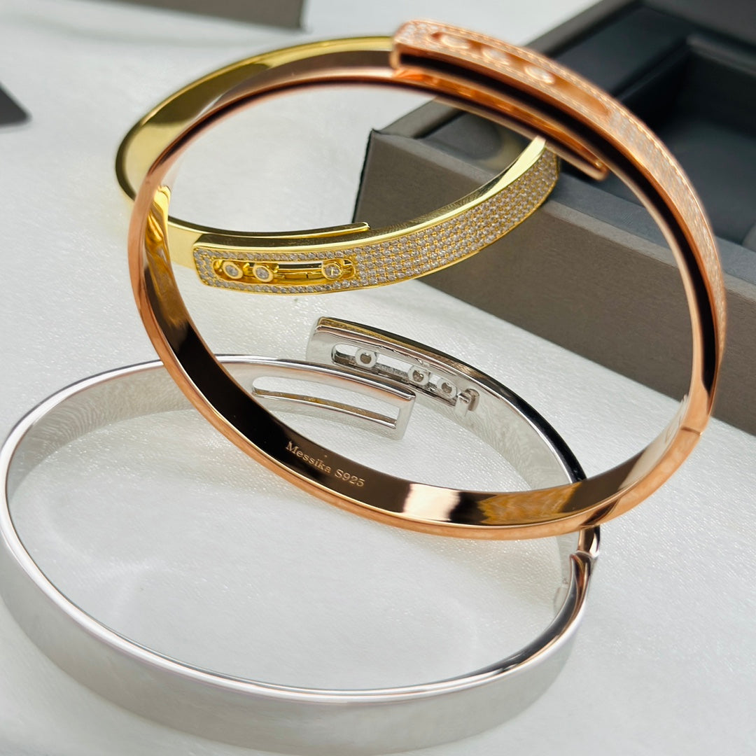Move Noa Rose Gold Pavé Diamond Bangle Bracelet