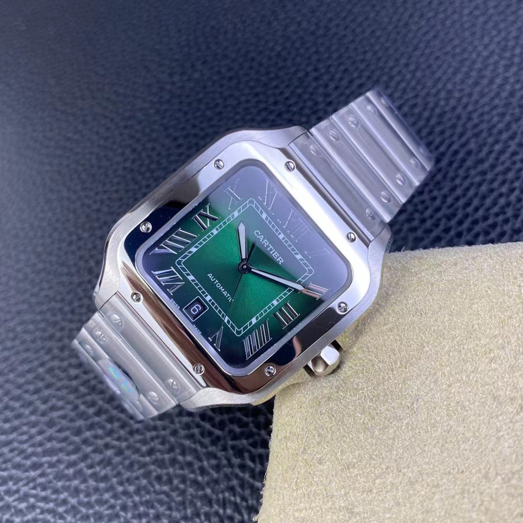 CARTIER Santos De Large Model Automatic Green Dial Men's Watch