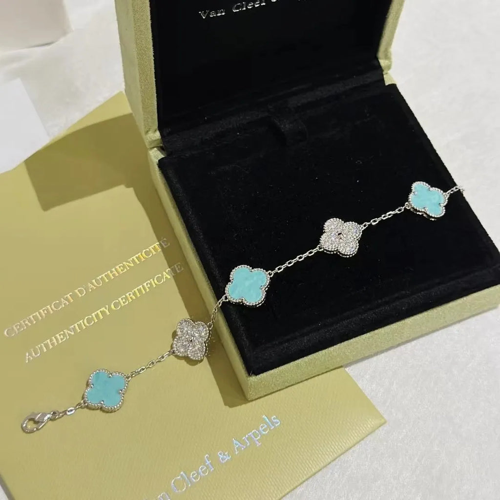 Van Cleef & Arpels Four-leaf clover mint blue bracelet