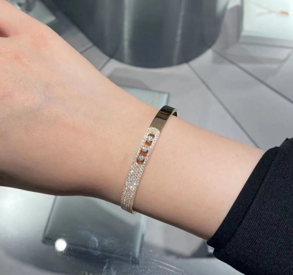 Move Noa Rose Gold Pavé Diamond Bangle Bracelet