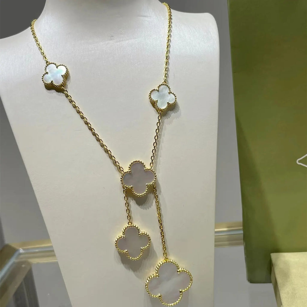 Van Cleef & Arpels Four-leaf clover chalcedony 6-flower necklace 6 colors