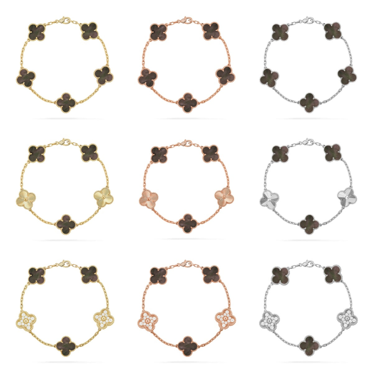 New CLOVER 5 MOTIF GRAY MOP BRACELET COLLECTION