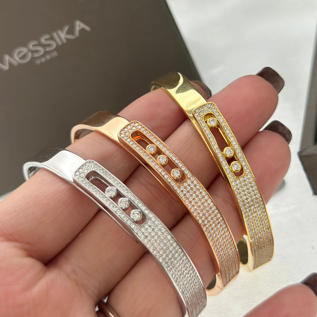Move Noa Rose Gold Pavé Diamond Bangle Bracelet