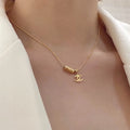Chanel double C letter thin necklace