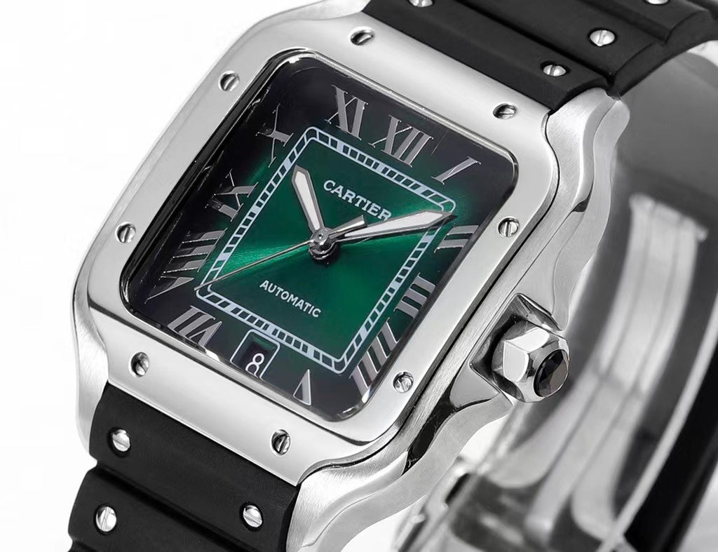 CARTIER Santos De Large Model Automatic Green Dial Men's Watch