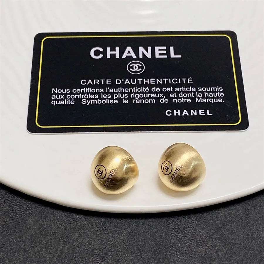 Chanel brushed gold stud earrings