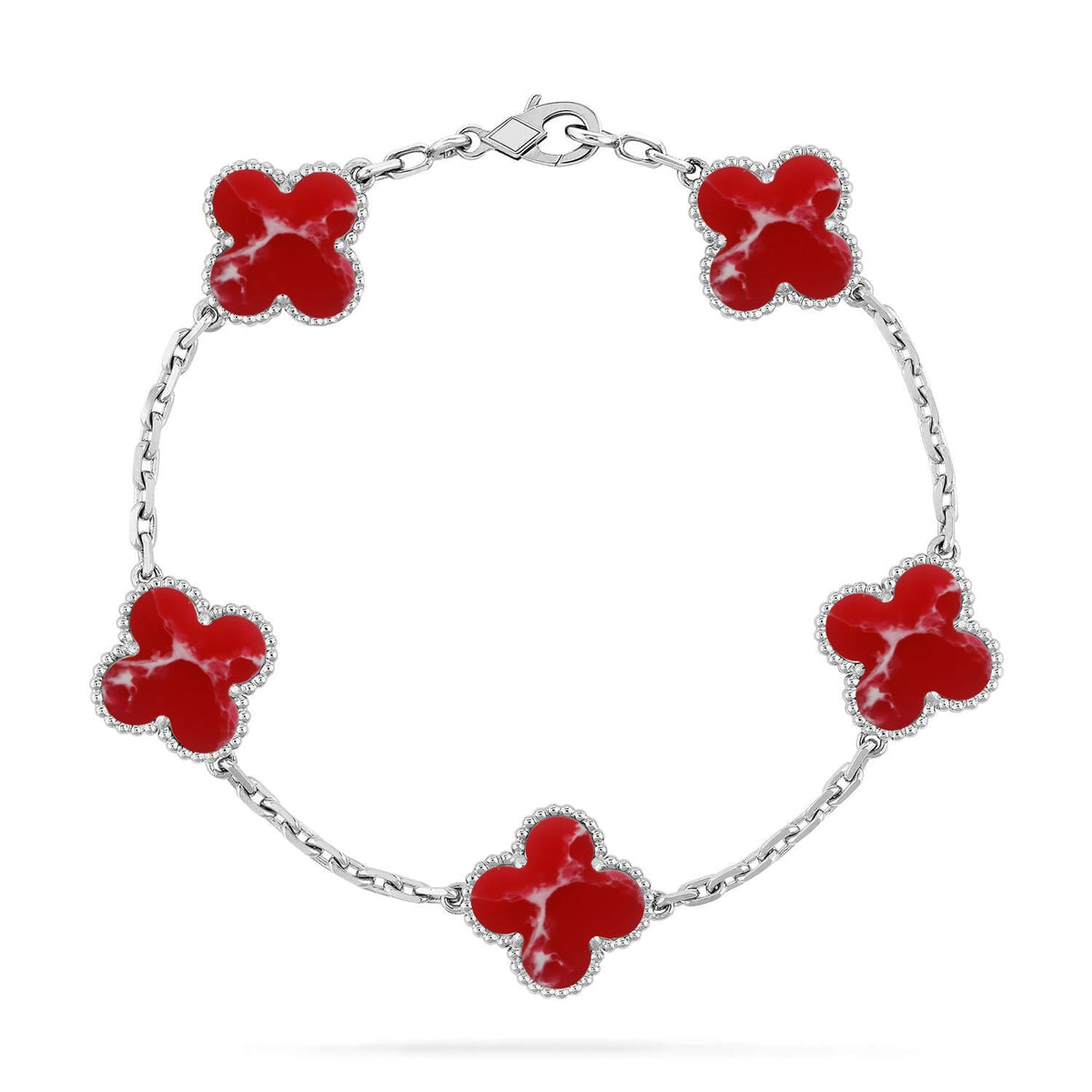 New CLOVER 5 MOTIF RED PATTERN BRACELET COLLECTION