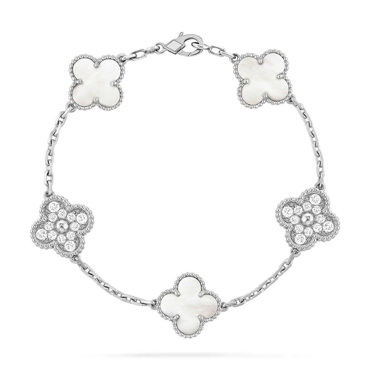 New CLOVER WHITE PEARL MOP 5 MOTIF BRACELET COLLECTION