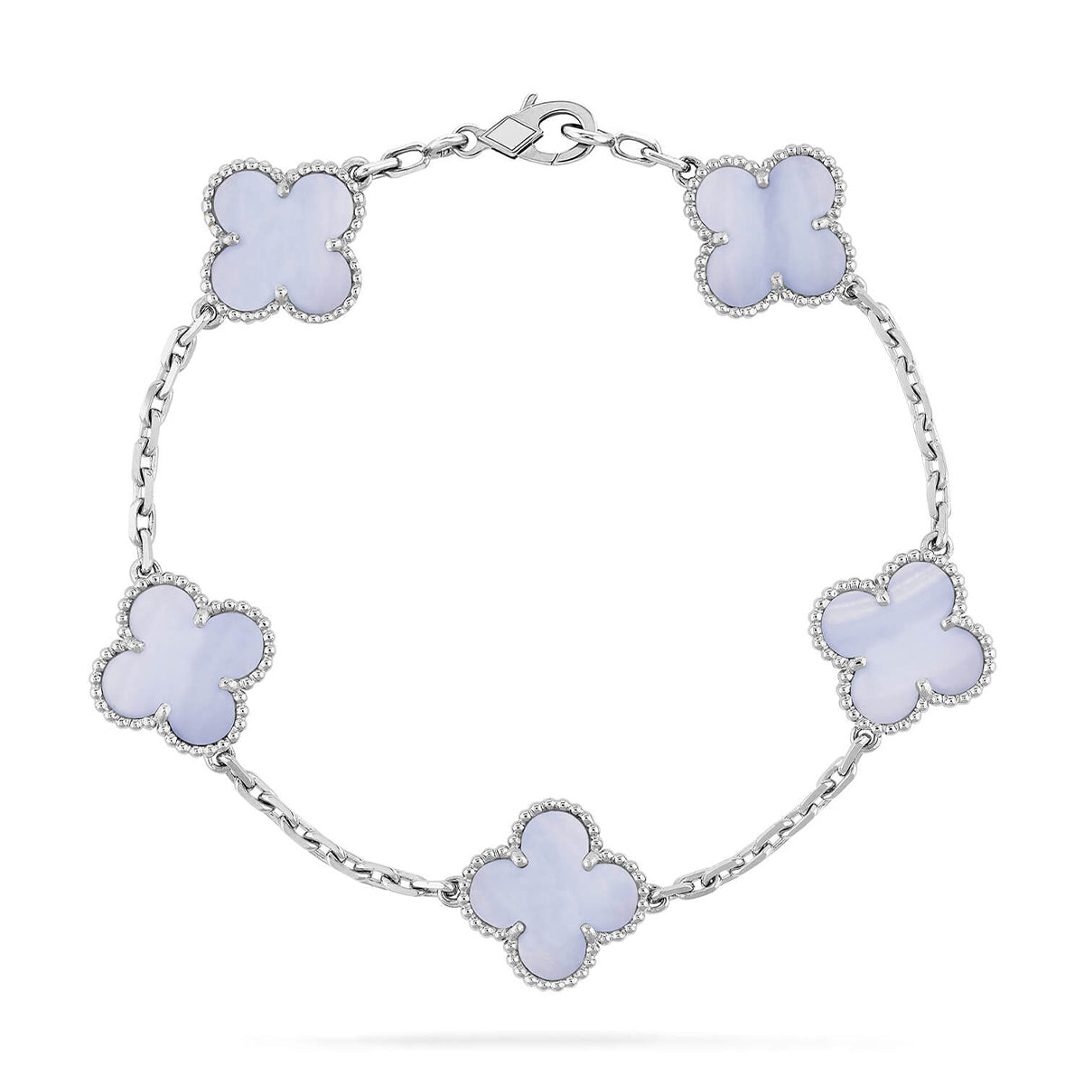 New  CLOVER 5 MOTIF PURPLE CHALCEDONY BRACELET COLLECTION