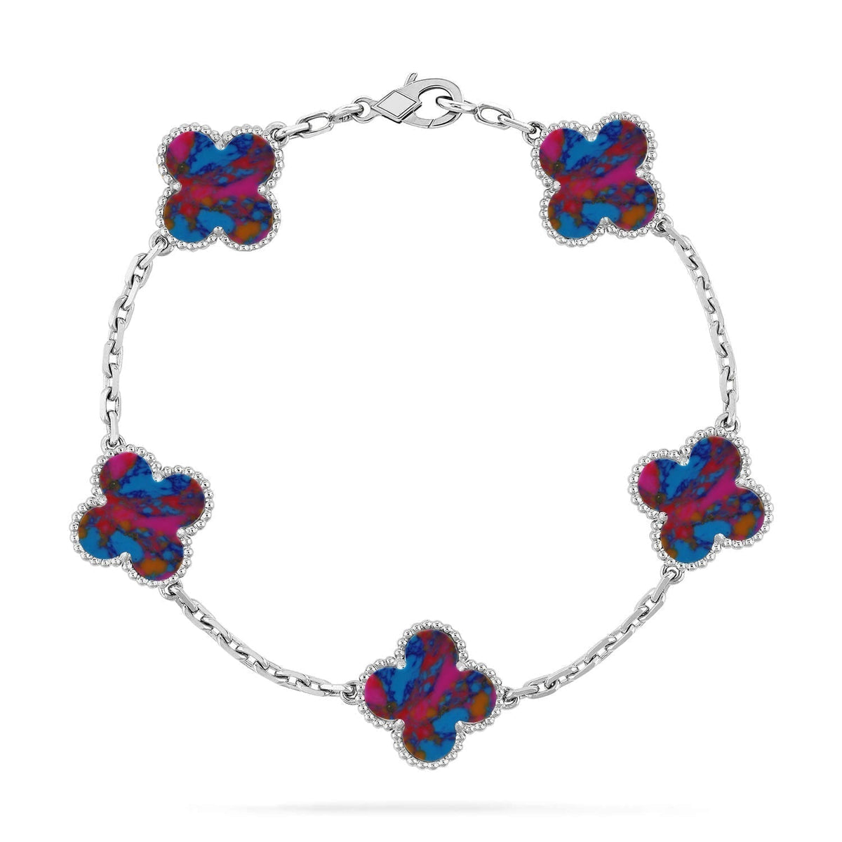 New CLOVER 5 MOTIF COLOR GEMSTONES BRACELET COLLECTION
