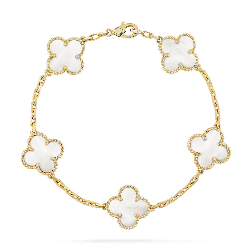 New CLOVER WHITE PEARL MOP 5 MOTIF BRACELET COLLECTION