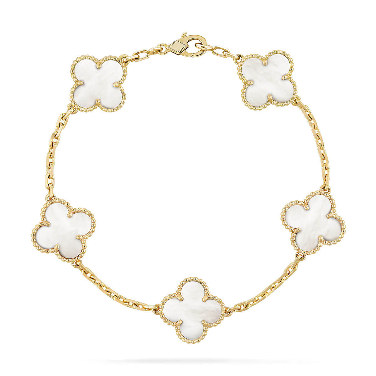 New CLOVER WHITE PEARL MOP 5 MOTIF BRACELET COLLECTION