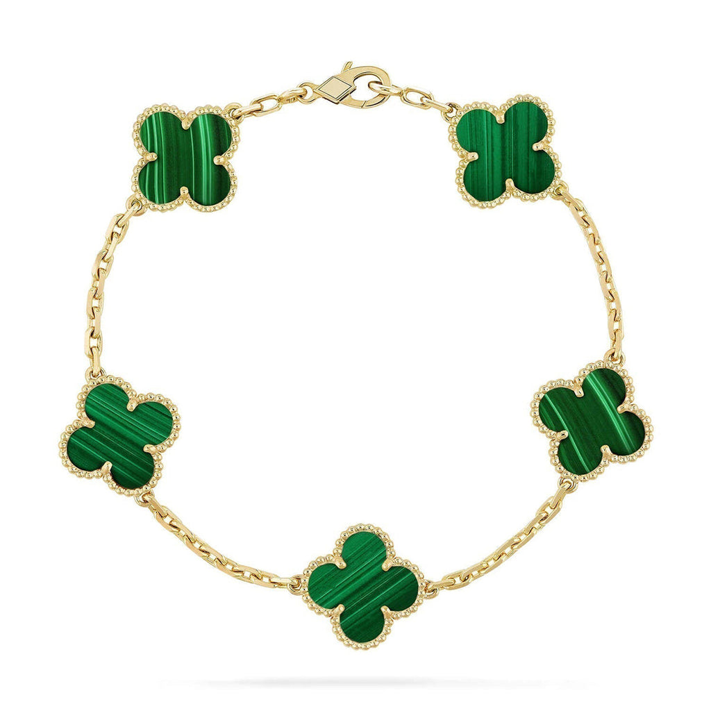 New  CLOVER 5 MOTIF MALACHITE BRACELET COLLECTION