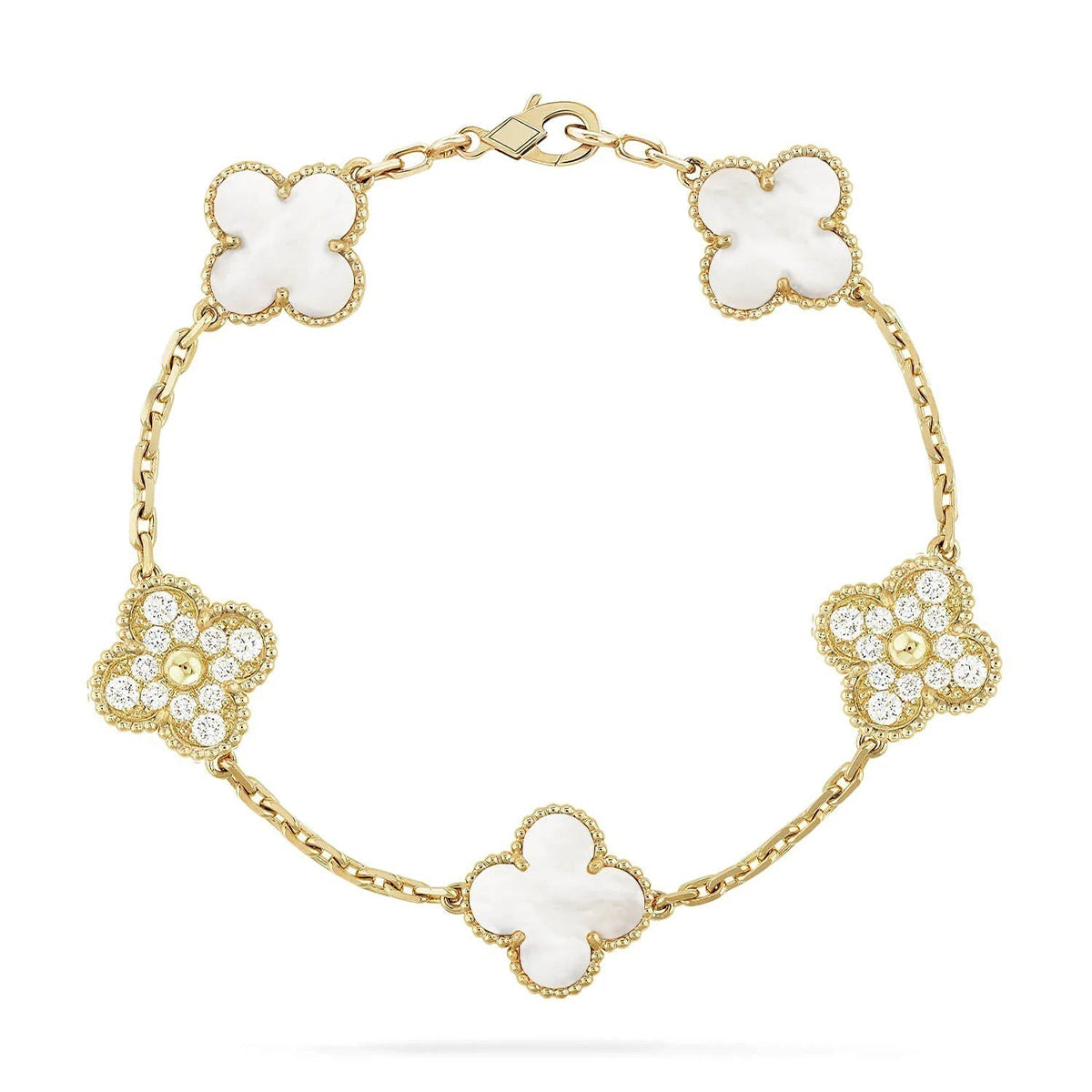 New CLOVER WHITE PEARL MOP 5 MOTIF BRACELET COLLECTION