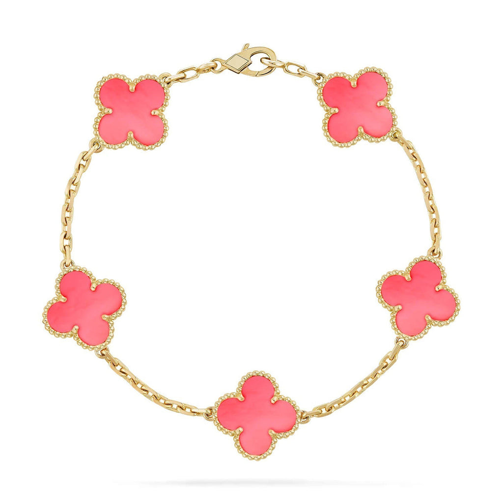 New  CLOVER 5 MOTIFS  PINK MOP BRACELET COLLECTION