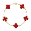 New  CLOVER 5 MOTIF RED CORNELIAN BRACELET COLLECTION