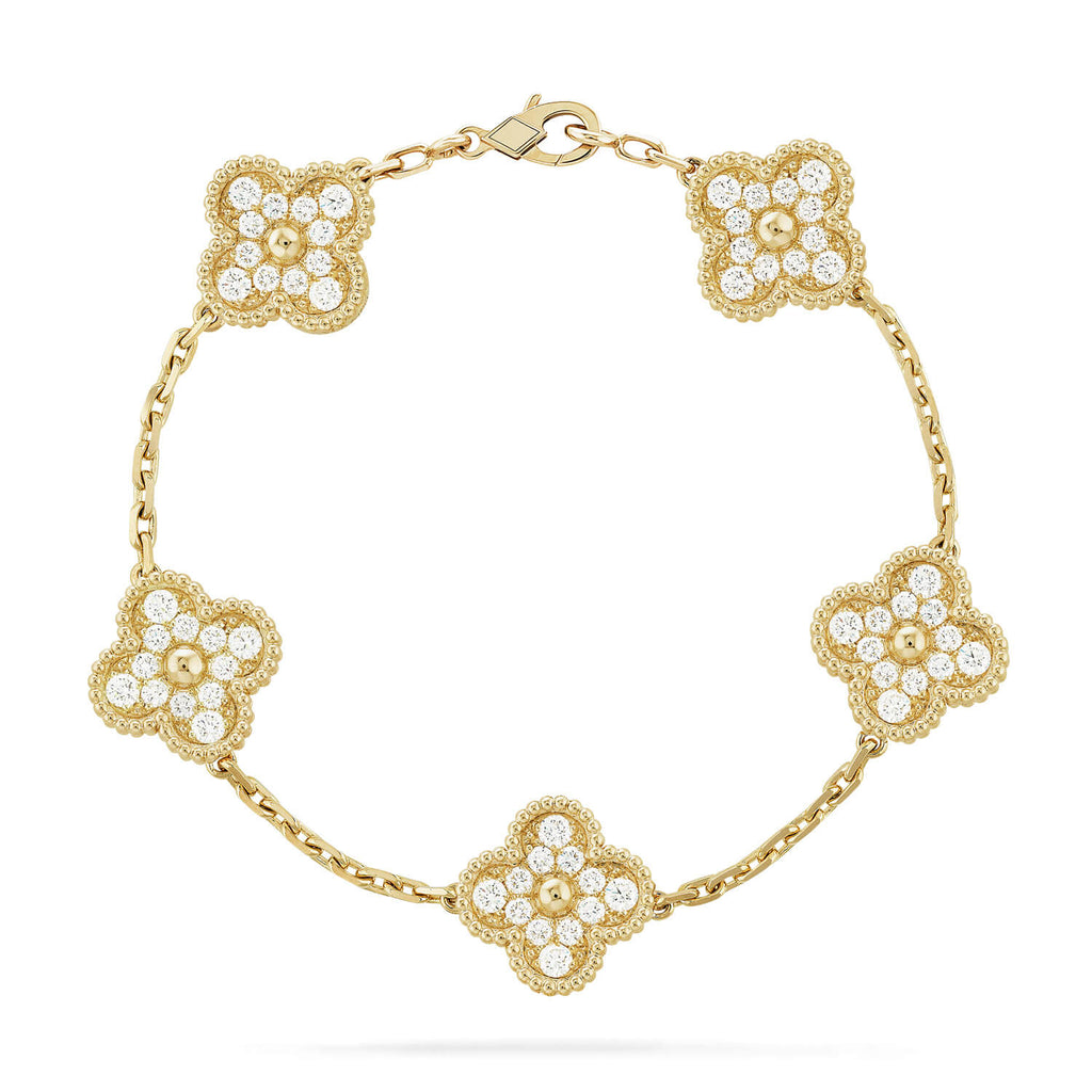 New  CLOVER 5 MOTIF FULL DIAMOND BRACELET COLLECTION