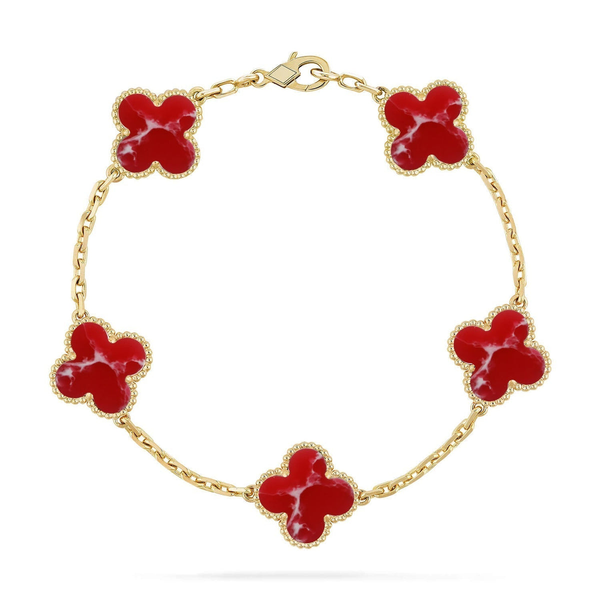 New CLOVER 5 MOTIF RED PATTERN BRACELET COLLECTION