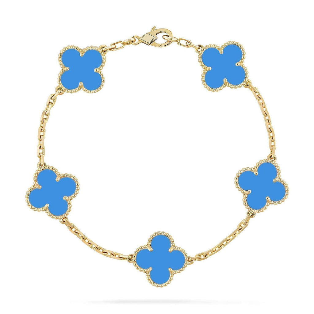 New CLOVER 5 MOTIF BLUE AGATE BRACELET COLLECTION