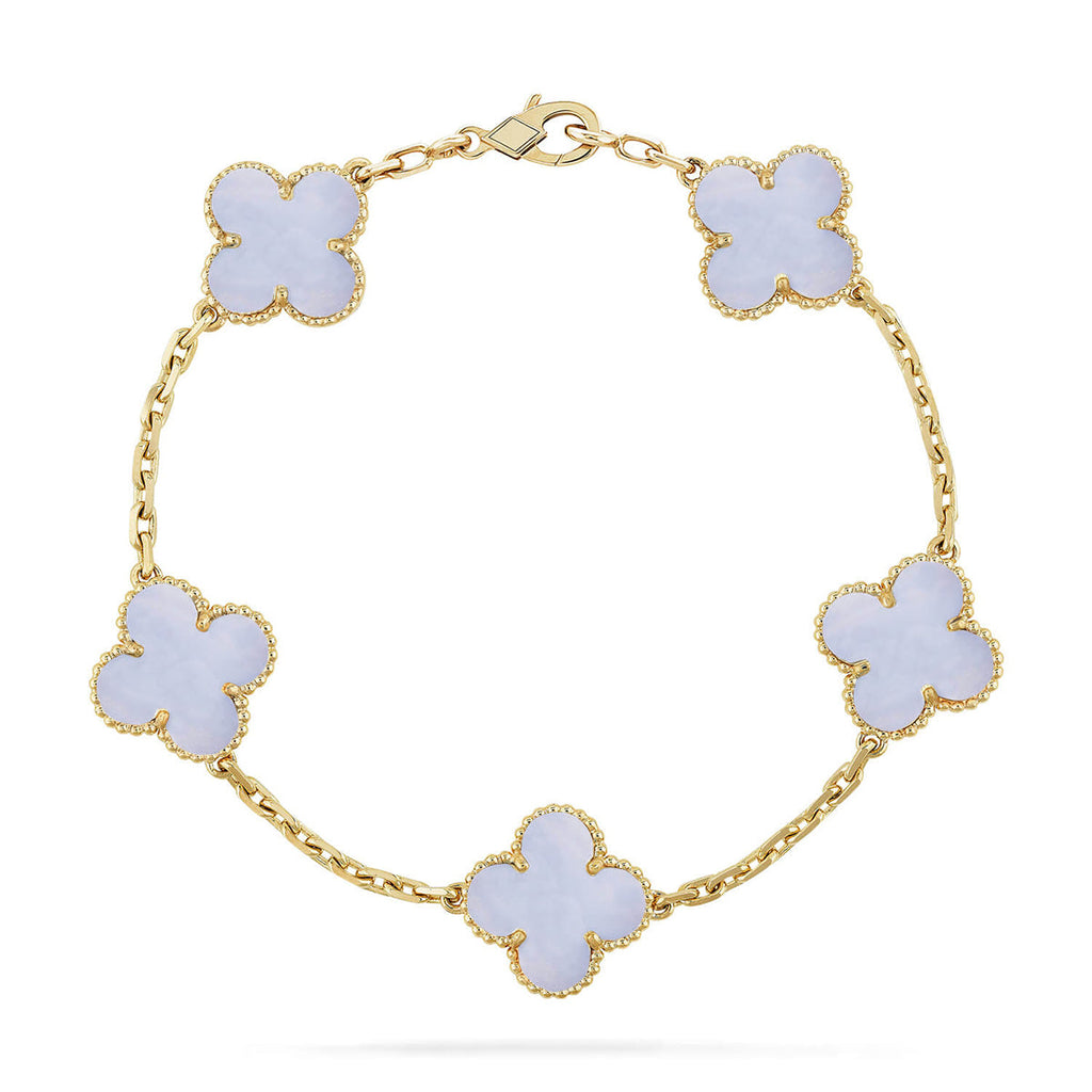 New  CLOVER 5 MOTIF PURPLE CHALCEDONY BRACELET COLLECTION
