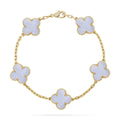 New  CLOVER 5 MOTIF PURPLE CHALCEDONY BRACELET COLLECTION